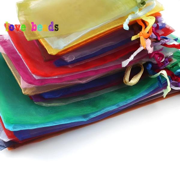 Imagem de Sacos de Presente de Organza (50 Peças) - Tamanhos Variados (7x9, 9x12, 10x15, 13x18cm)