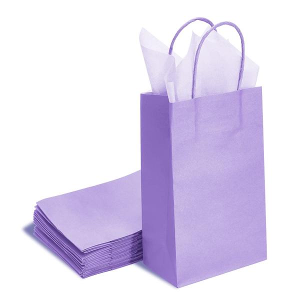 Imagem de Sacos de presente DjinnGlory Purple Lavender com papel de seda, pacote com 24