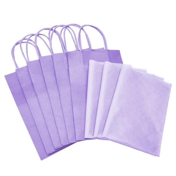 Imagem de Sacos de presente DjinnGlory Purple Lavender com papel de seda, pacote com 24