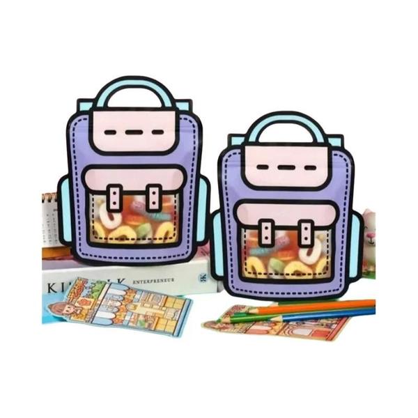 Imagem de Sacos de Presente para Crianças - 12 Peças com Design de Desenhos Animados - Formato de Escola - Auto-Selantes