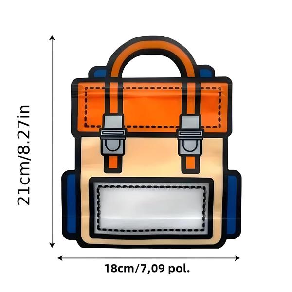 Imagem de Sacos de Presente para Crianças - 12 Peças com Design de Desenhos Animados - Formato de Escola - Auto-Selantes