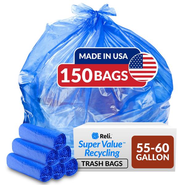 Imagem de Sacos de reciclagem Reli. SuperValue 208-227L, 150 unidades, azul