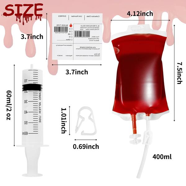 Imagem de Sacos de sangue para bebidas Lansian Halloween, pacote de 100 ml