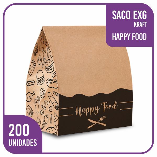 Imagem de Sacos Kraft Delivery HappyFood (31x19x32) EXG - 200 unidades