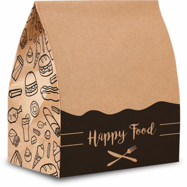 Imagem de Sacos Kraft Delivery HappyFood (31x19x32) EXG - 500 unidades