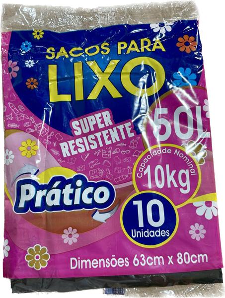 Sacos para lixo - reforçado 50 litros c/ 10 unid - PRÁTICO Imagem de Sacos para lixo - reforçado 50 litros c/ 10 unid