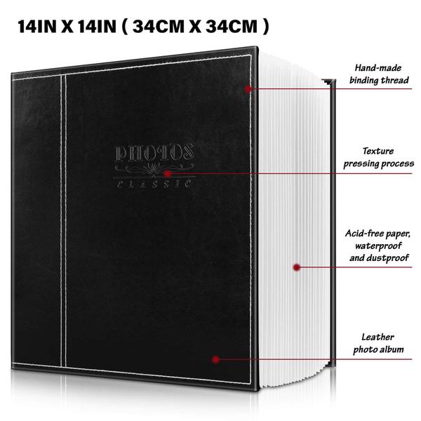 Imagem de Safedealshop Magnetic Self-Stick Page Photo Album,Leather Cover,Holds 4X6,5X7,6X8,8X10,10X12 of Photos,Suitable for Anniversary Albums,Wedding Photo Album,Baby Growth,Family Album.