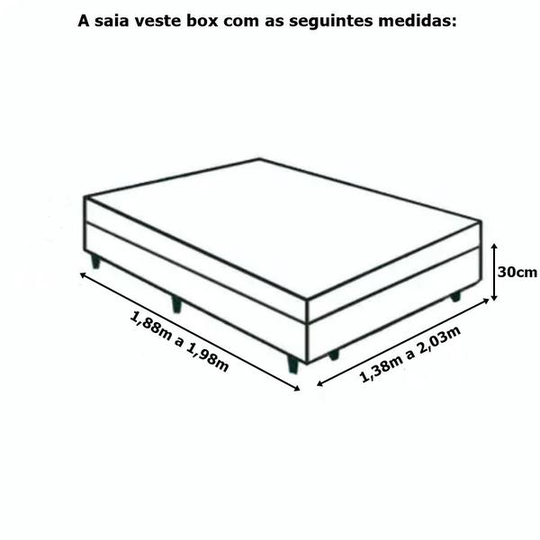 Imagem de Saia Box Ajustável Serve em Cama Casal Queen e King Babado com 2 Elásticos 1 Peça