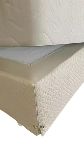 Imagem de Saia Box Casal King Creme Matelassado Serve Para Cama Baú