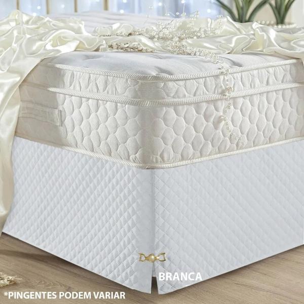 Imagem de Saia Box Casal Padrão Matelada Box Bau Com Pingente Luxo Moderno cama