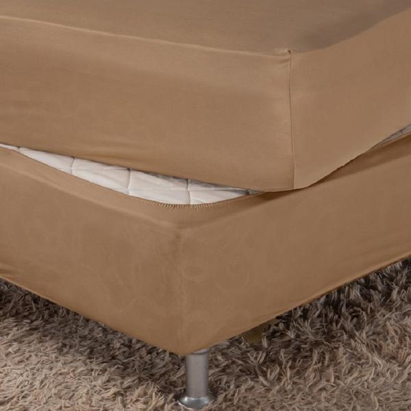 Saia Box Fit Cama de Casal Capa Elástica Malha Gel Lisa 1 Peça Bege - Momoli Enxovais Imagem de Saia Box Fit Cama de Casal Capa Elástica Malha Gel Lisa 1 Peça Bege