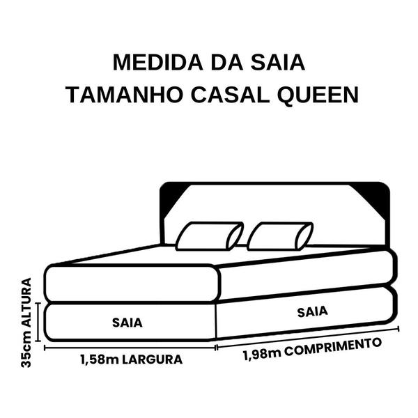 Imagem de Saia Cama Box Branca Com Babado Tamanho Queen Microfibra