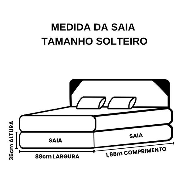 Imagem de Saia Cama Box Pérola Com Babado Tamanho Solteiro de Microfibra