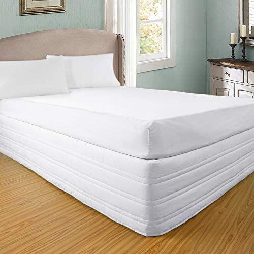 Imagem de Saia de cama acolchoada de poliéster Marquess, Flagging Sense Enhanced, Anti-Wrinkle, Fade Resistant Dust Ruffle com clássico de 14" comprimento, para quarto (branco, rei)