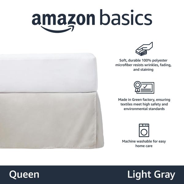 Imagem de Saia de cama Amazon Basics Leve Plissada Queen Cinza Claro