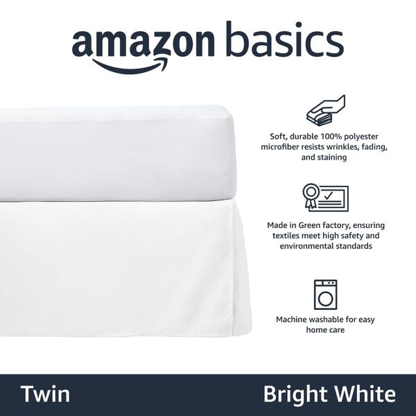 Imagem de Saia de cama Amazon Basics leve plissada Twin White