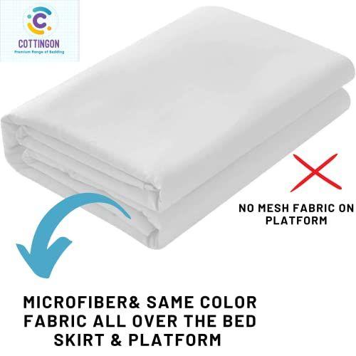 Imagem de Saia de cama com babados -babados - 21" Queda 100% Microfibra Macio, Sheen & Luxurious Look - Saias de Cama (Branco -Rainha)