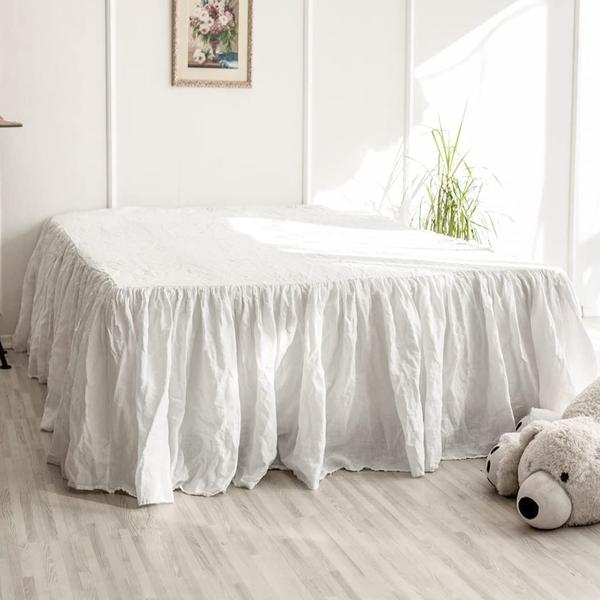 Imagem de Saia de cama Simple & Opulence Belgian Linen branca king size