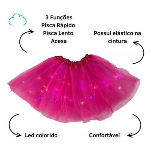 Imagem de Saia De Tule Adulta Com Led Volumosa Para Fantasias Rosa