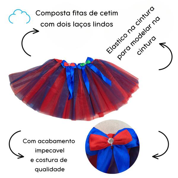 Imagem de Saia De Tutu Azul E Vermelha 30cm Com Laços De Cetim