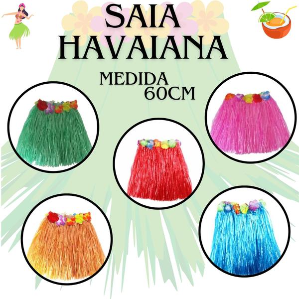 Imagem de Saia Havaiana Tamanho Unico Adereço de Carnaval 60Cm