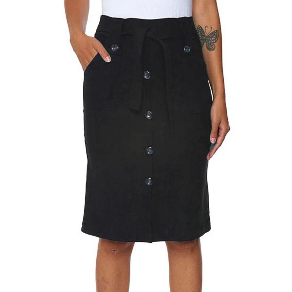 Saia Midi Babado Com Botões e Bolso Bengaline Moda Evangélica