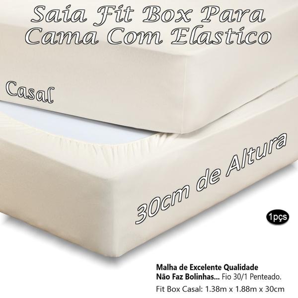 Imagem de Saia Para Cama Box Casal Fit Box Malha Algodão 30cm Altura