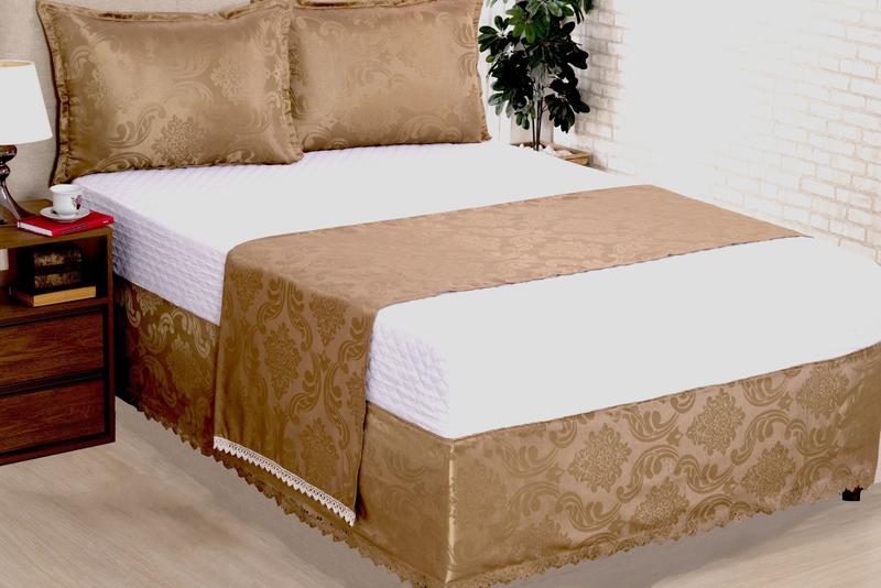 Imagem de Saia Para Cama Box Colchobox Jacquard Casal Gold