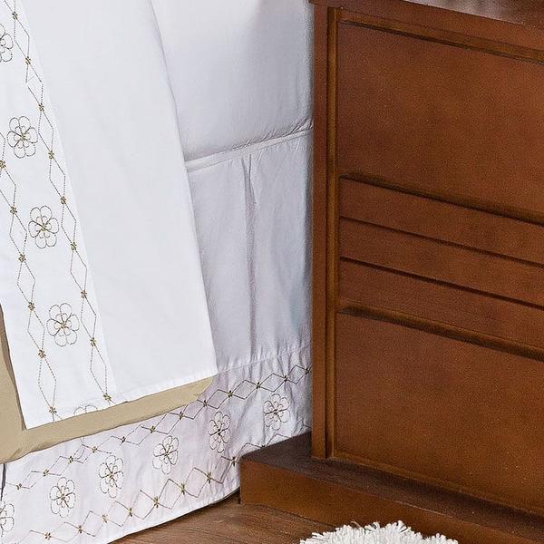 Saia para Cama Box King Size 200 Fios Damasco Branco e Bege - Enxovais Aquarela Imagem de Saia para Cama Box King Size 200 Fios Damasco Branco e Bege