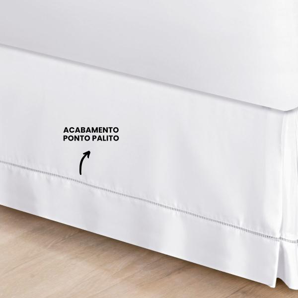 Imagem de Saia Para Cama Box Queen Percale 200 Fios 01 Peça Branco