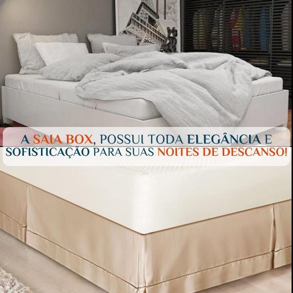 Imagem de Saia Pra Cama King Size Algodao Em Ponto Palito Percal 180 Fio Luxo