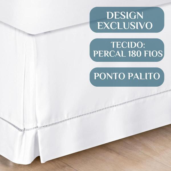 Imagem de Saia Pra Cama King Size Algodao Em Ponto Palito Percal 180 Fio Luxo