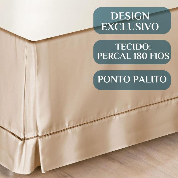 Imagem de Saia Pra Cama Queen Size Luxuosa 100% Algodao Ponto Palito