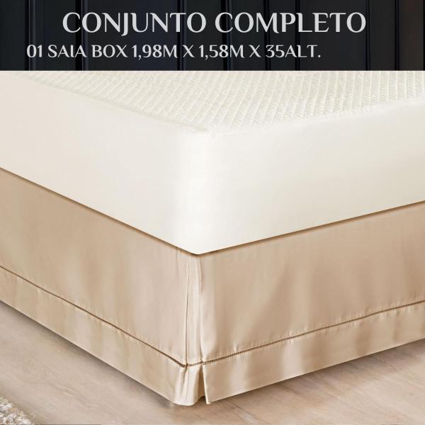 Imagem de Saia Pra Cama Queen Size Luxuosa 100% Algodao Ponto Palito