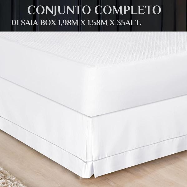 Imagem de Saia Pra Cama Queen Size Luxuosa 100% Algodao Ponto Palito