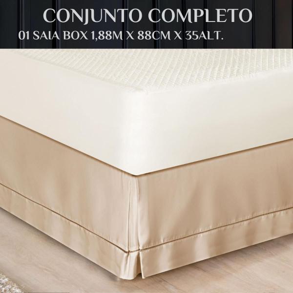 Imagem de Saia Pra Cama Solteiro Luxuosa 100% Algodao Ponto Palito