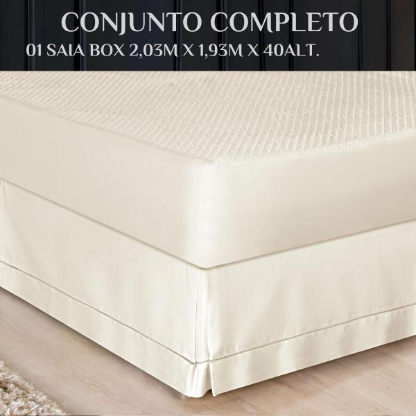 Imagem de Saia Pra Cama Super King Luxuosa 100% Algodao Ponto Palito