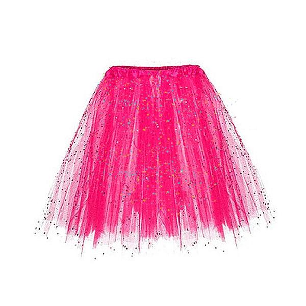 Imagem de Saia Tule Transparente Rosa Escuro Veste Até 52cm Carnaval