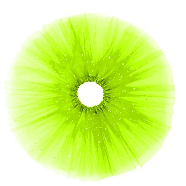 Imagem de Saia Tule Verde Neon Infantil com Estrelas Brilhantes - 30cm