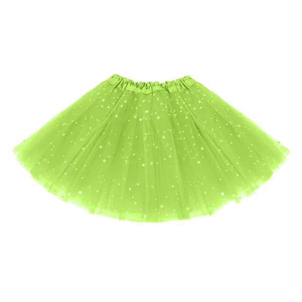 Imagem de Saia Tule Verde Neon Infantil com Estrelas Brilhantes - 30cm