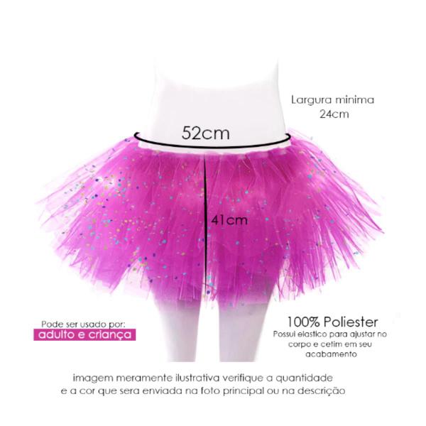 Imagem de Saia Tule Vermelha C/ Glitter 37 cm Carnaval Festa Fantasia