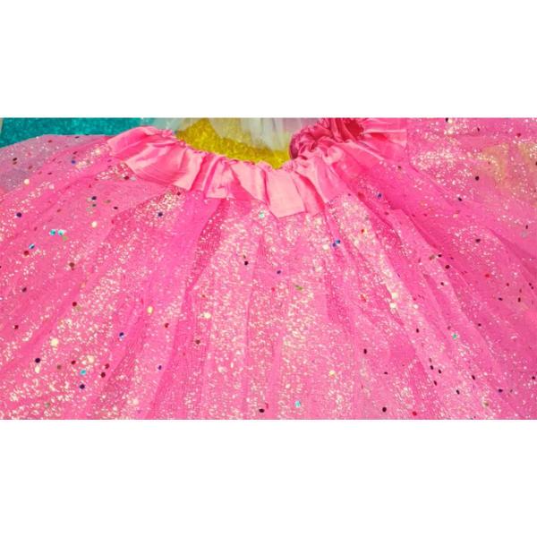 Imagem de Saia Tutu Carnaval Tule Glitter Matinê Bloco Balé Rosa