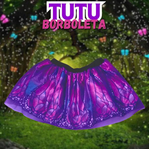 Imagem de Saia Tutu Infantil Borboleta Roxa Menina Fantasia Feita Em Poliéster Crianças Carnaval Toymaster