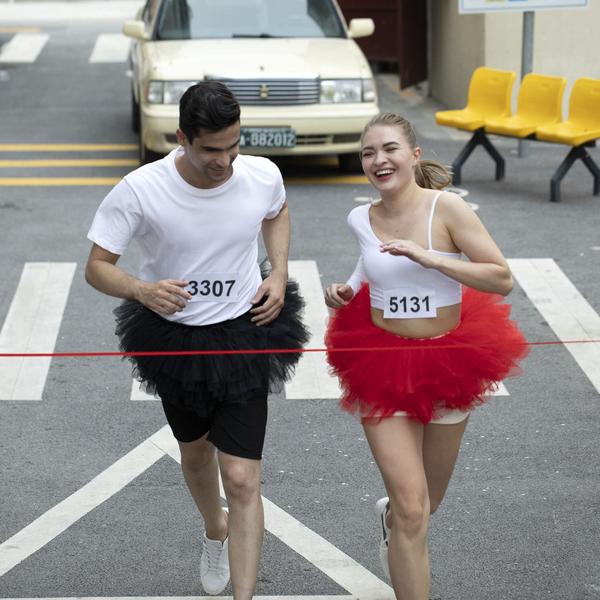 Imagem de Saias de balé clássicas femininas de tule Dash Tutu com 5 camadas, babados, tamanho único, vermelha