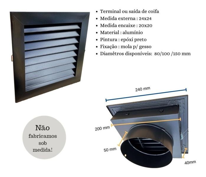 Imagem de Saída De Coifa Em Alum. Grelha Retorno C/bocal 150mm - Preto