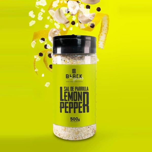 Imagem de SAL DE PARRILLA LEMON PEPPER BLACK SPICES GOURMET 500g PARA CHURRASCO