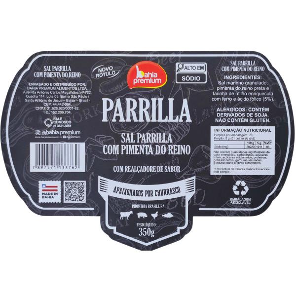 Sal de Parrilla Original Puro 350g Para Churrasco Com Realçador de Sabor Bahia Premium Imagem de Sal de Parrilla Original Puro 350g Para Churrasco Com Realçador de Sabor Bahia Premium