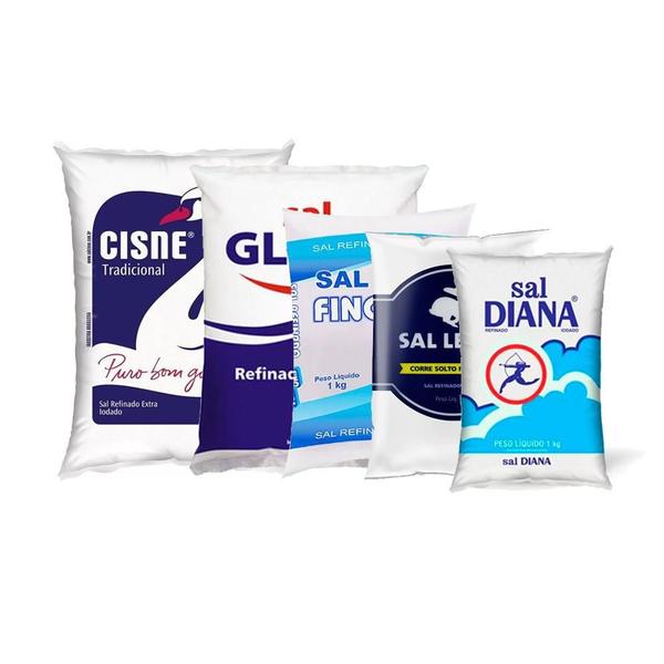 Sal Em Pacote De 1 Kg Várias Marcas Kit 10 - Cisne Imagem de Sal Em Pacote De 1 Kg Várias Marcas Kit 10