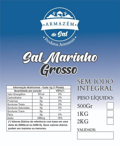 Sal Grosso Marinho Mossoró Integral sem Iodo - 1kg - Cimsal Imagem de Sal Grosso Marinho Mossoró Integral sem Iodo - 1kg