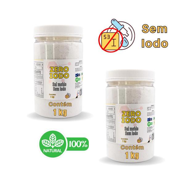 Sal Marinho Integral Moído Sem Iodo C/ 2 Un 1Kg (Total 2Kg) - Zero Iodo Imagem de Sal Marinho Integral Moído Sem Iodo C/ 2 Un 1Kg (Total 2Kg)